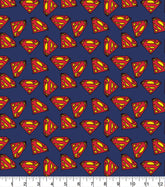 Superman Logo on blue background Cotton fabric